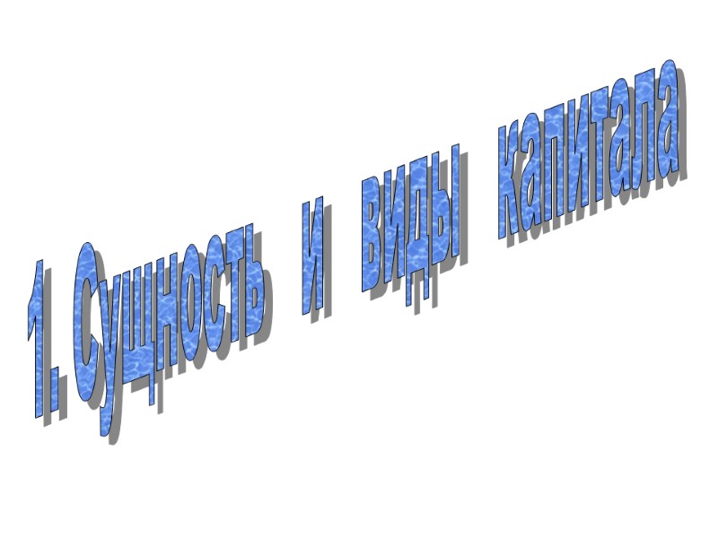 1. Сущность   и   виды   капитала